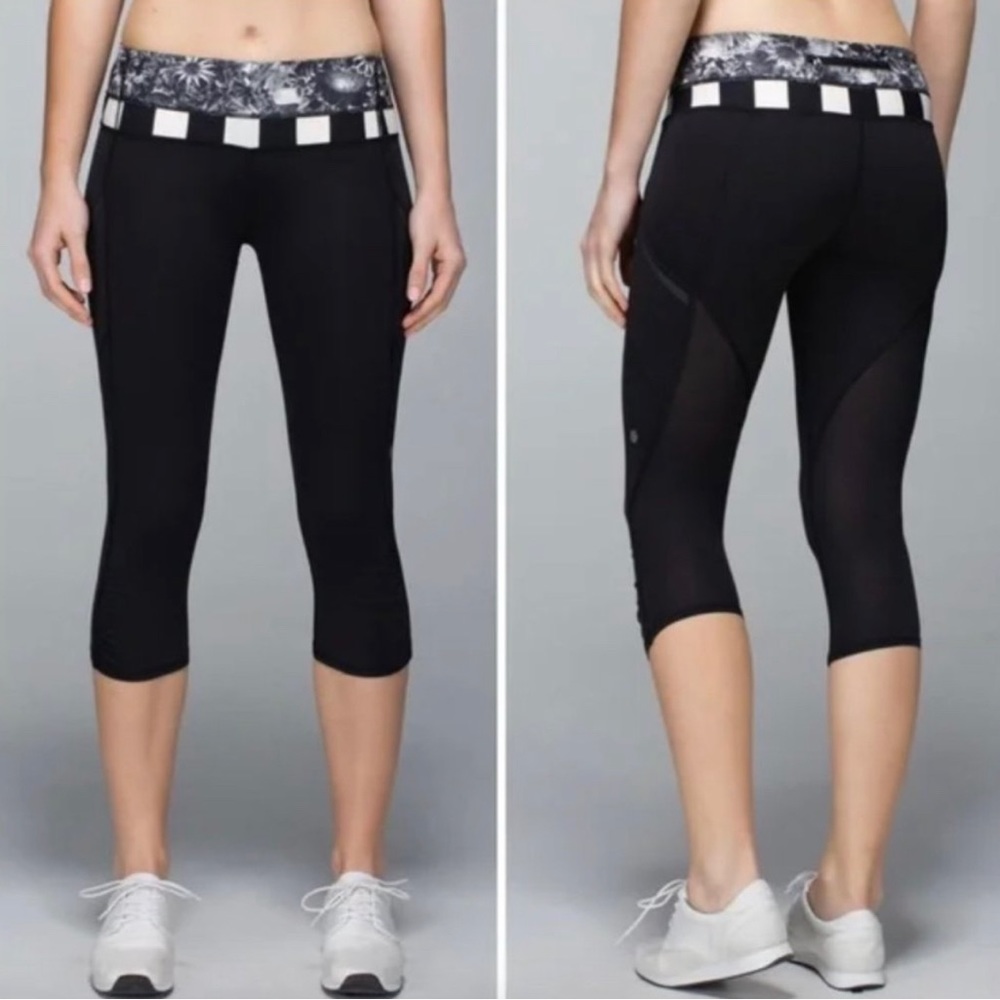 Lululemon Black Crop Leggings Athletic Lightweight Gym Leggings Size 4